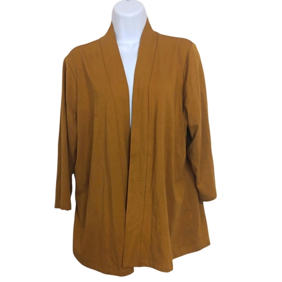 D&Co Essentials Mustard 3/4 Sleeve Cardigan Size Large - Picture 1 of 5
